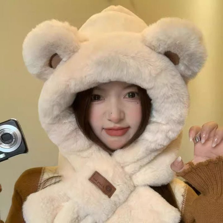 Fluffy winter set with ear protection