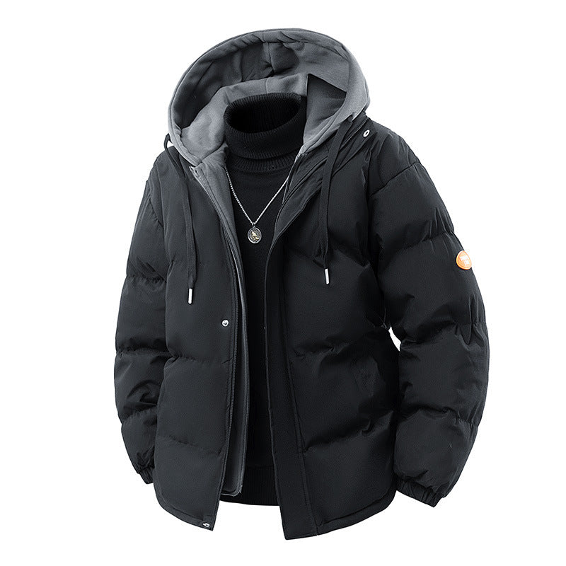 Fashionable men's quilted jacket in fake-layer look