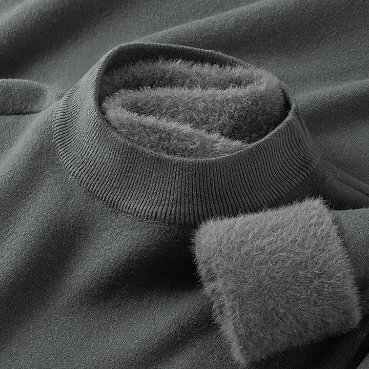 Men's pullover with standing collar made of modal wool blend