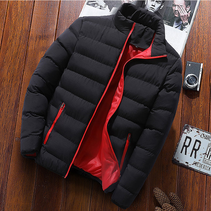 Men's quilted jacket, stand-up collar, insulated, for outdoor