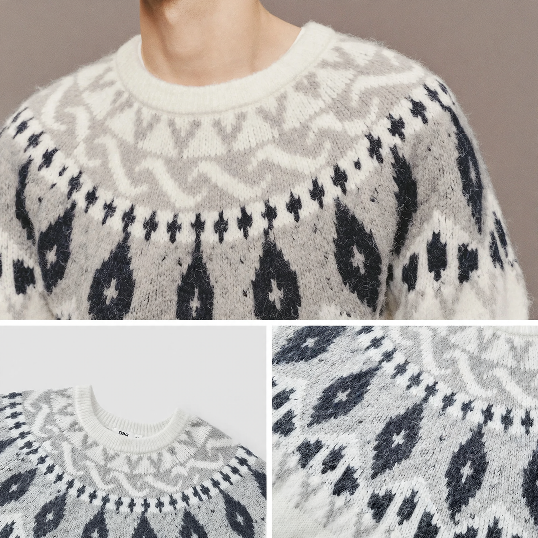 Men's knitted sweater with Fair Isle pattern