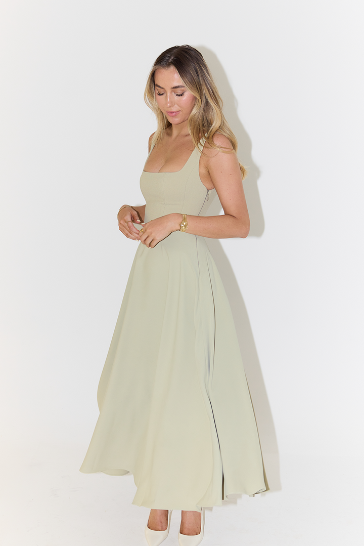 Midi dress with square neckline