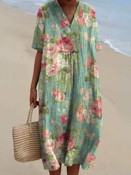 Mune Fashion | Casual dress with floral print made of breathable cotton fabric