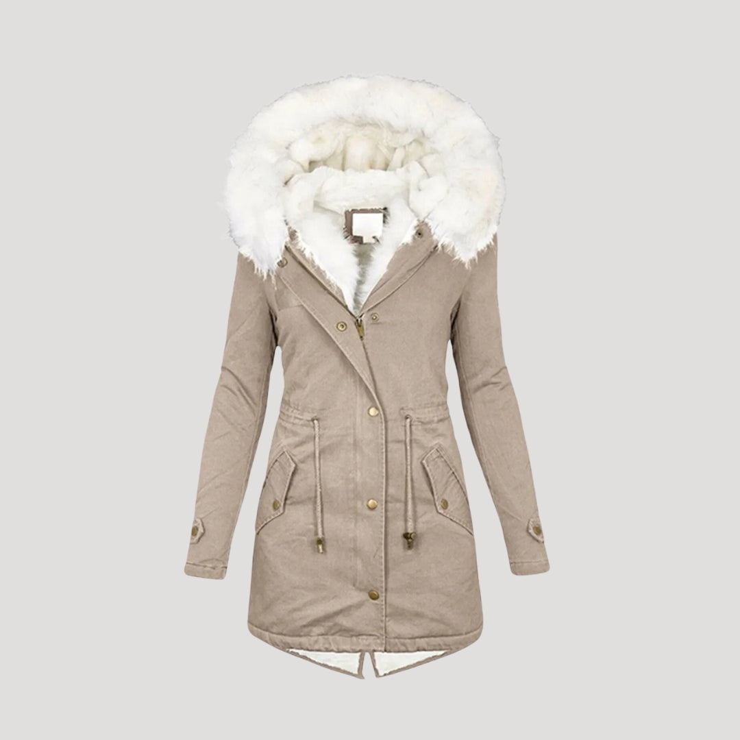 Mune | Women's long parka jacket with faux fur hood winter jacket