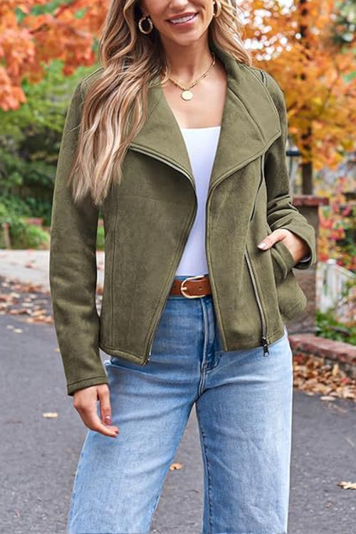 Mune | Up Pocketed Faux Suede Motorcycle Jacket (In 7 Colors)
