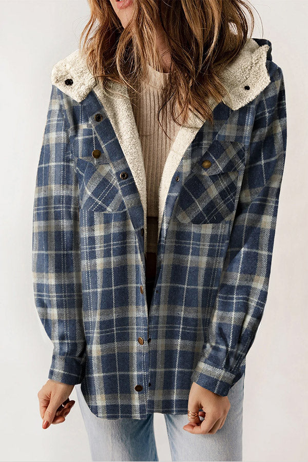 Mune | Button Sherpa Lined Hooded Flannel Jacket