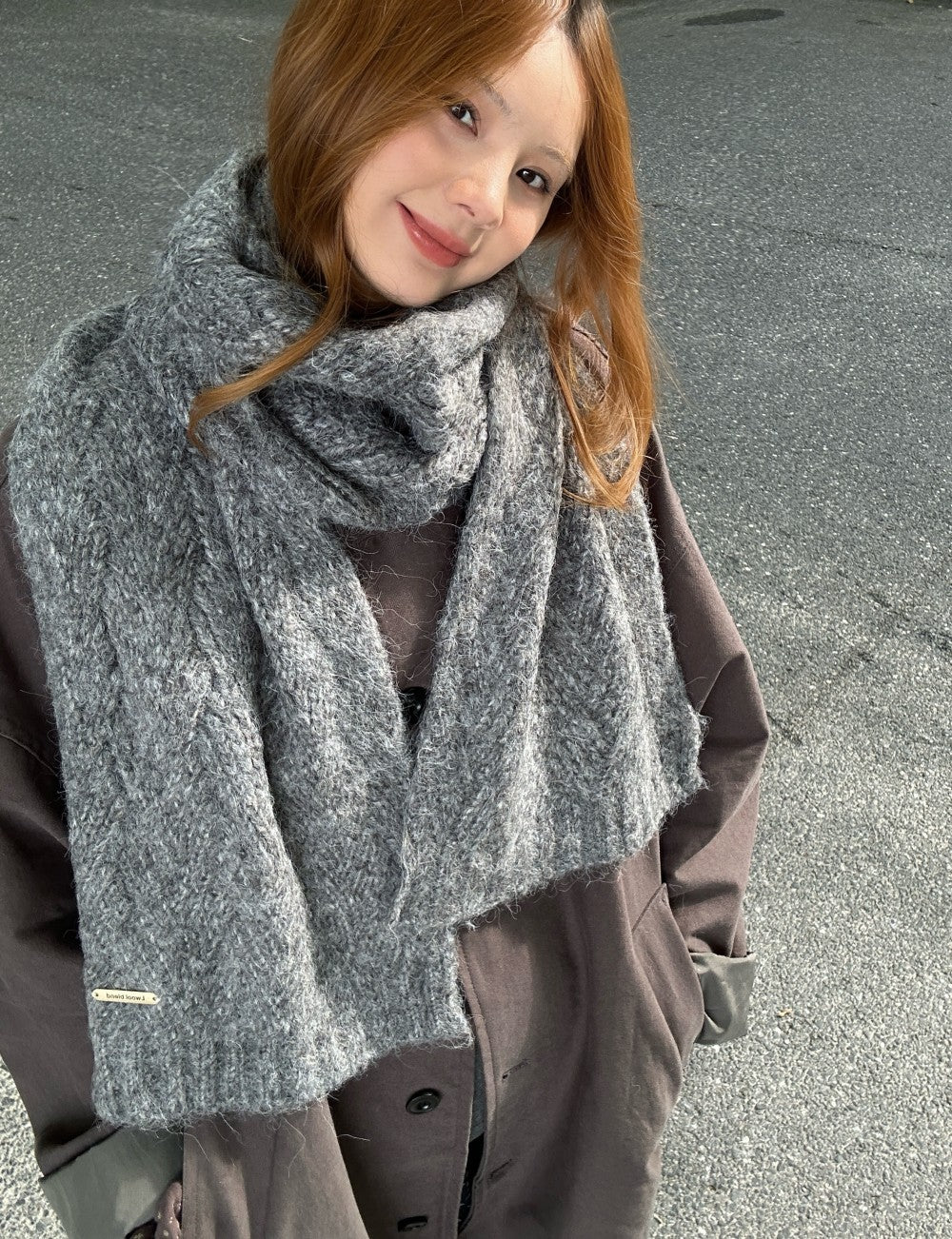High-quality alpaca wool knitted scarf, 24x165 cm