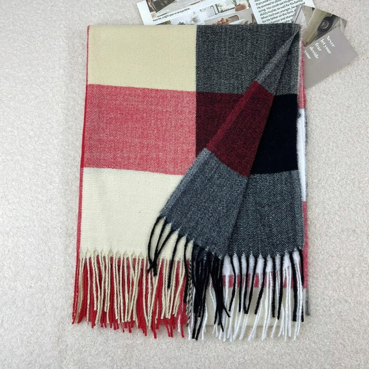 Checked scarf made of cashmere imitation, 65x180cm