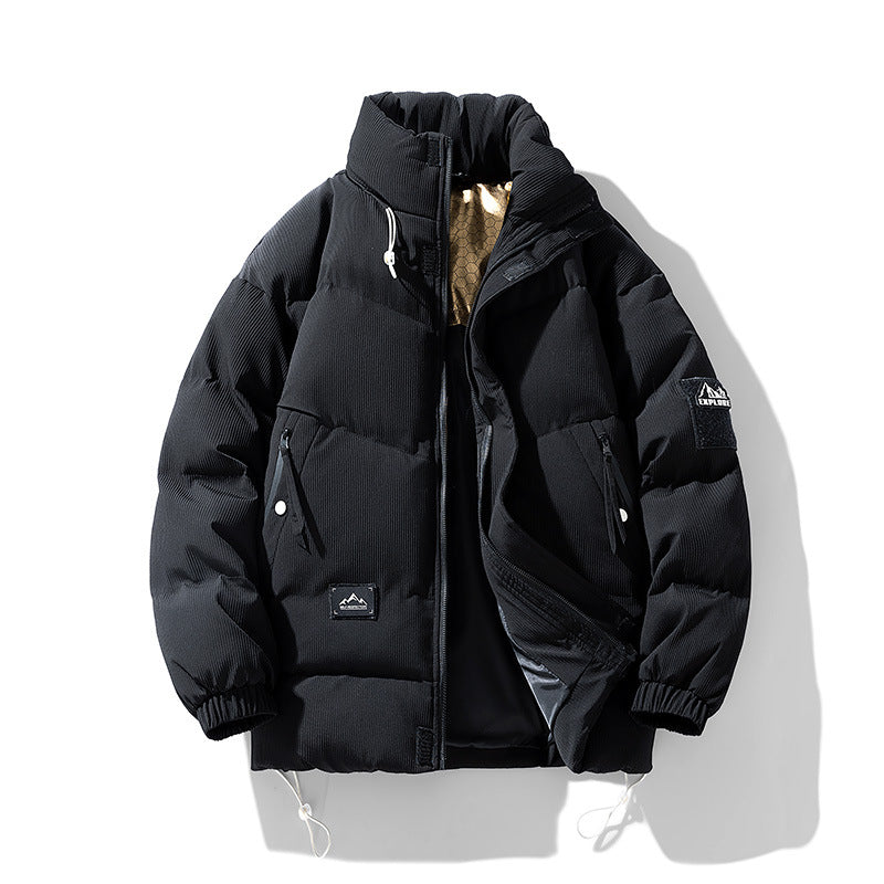 Padded men's winter jacket with stand collar, big sizes