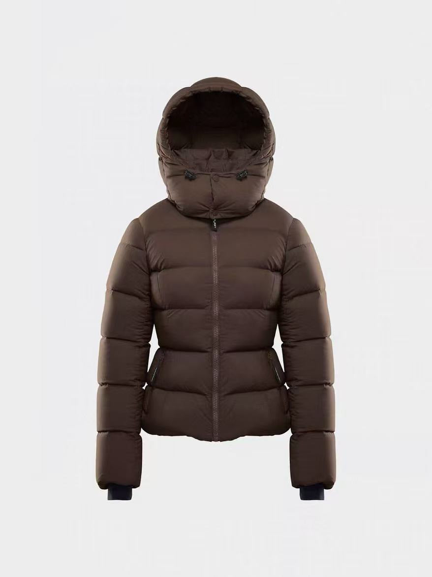 Women’s down jacket with hood and white goose down filling