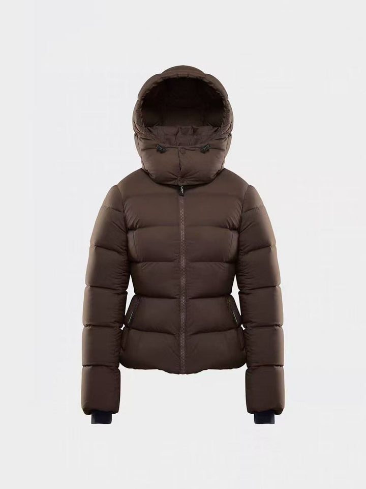 Women’s down jacket with hood and white goose down filling