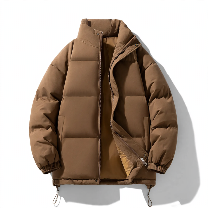 Unisex quilted jacket, stand-up collar, padded, solid color