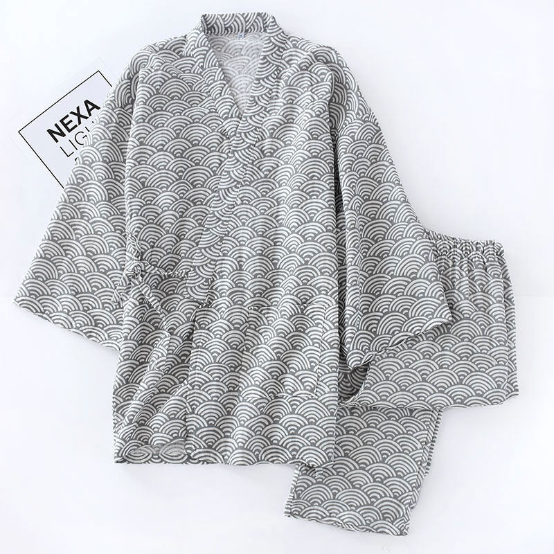 Men's kimono-style house suit made of cotton gauze