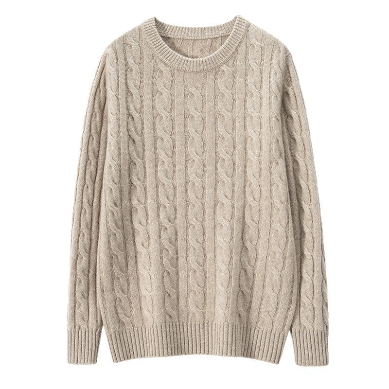 Men's cashmere sweater, cable pattern, heavy knit design
