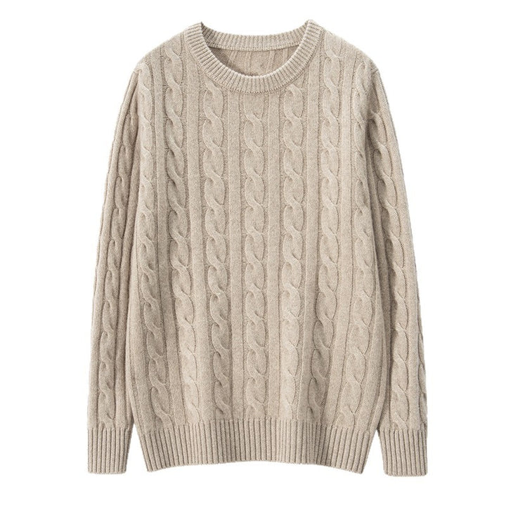 Men's cashmere sweater, cable pattern, heavy knit design