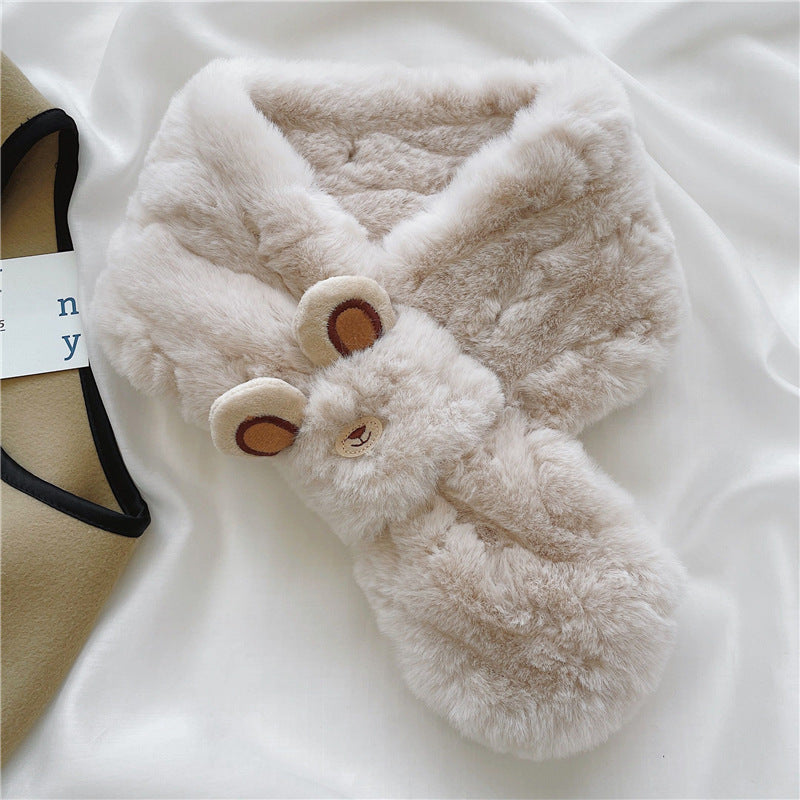 Fluffy faux fur cross scarf