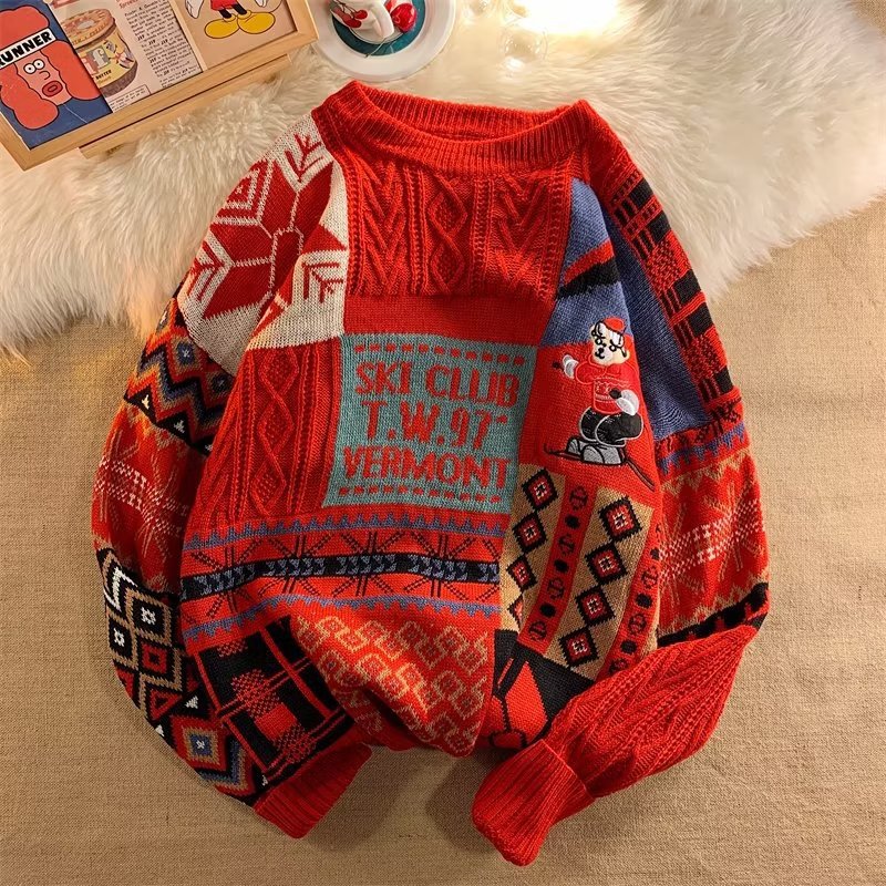 Retro Christmas sweater in Harajuku style