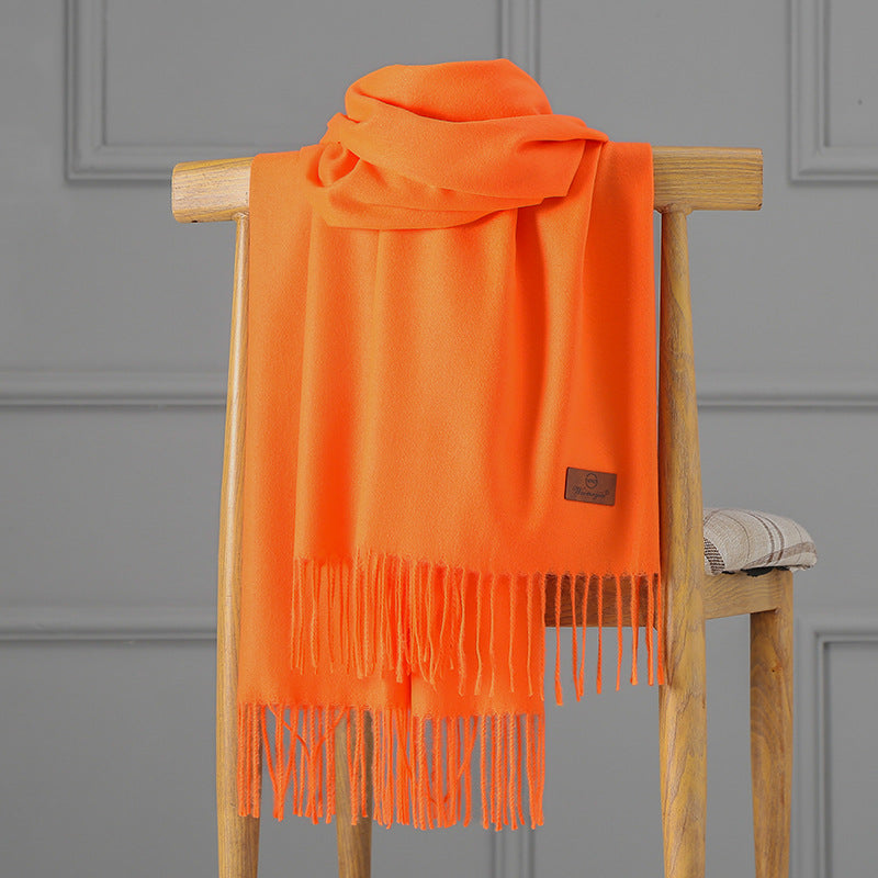 Cashmere scarf with fringes, 70x200 cm, thickened