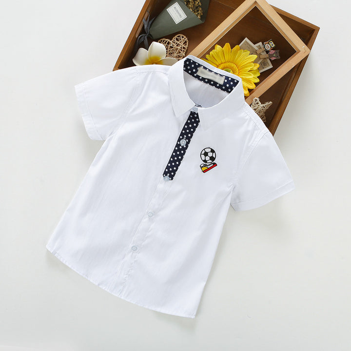 Ladies short sleeve shirt with elegant appliqué Mune Fashion