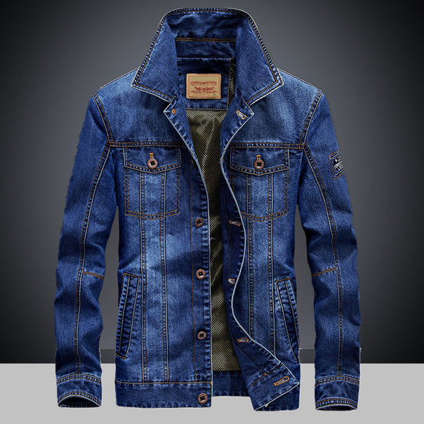 Men's denim jacket with mesh lining and high collar Mune Fashion