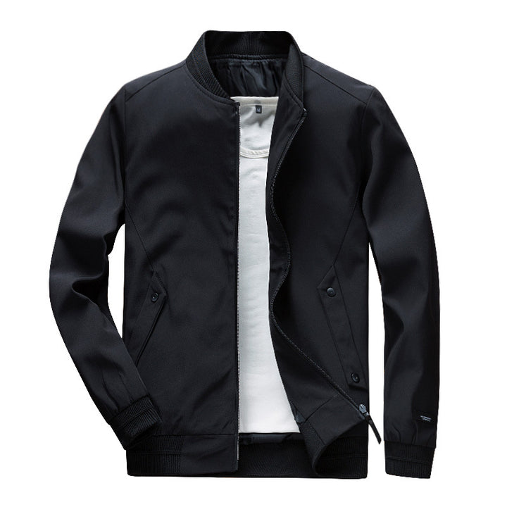 Men's Lightweight Urban Bomber Jacket with Ribbed Cuffs, Stand Collar and Snap Button Pockets Mune Fashion