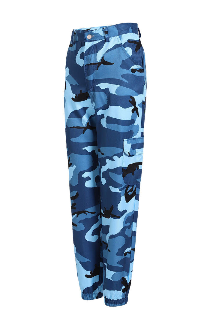 Women's cargo pants with urban camouflage print and elastic waistband Mune Fashion
