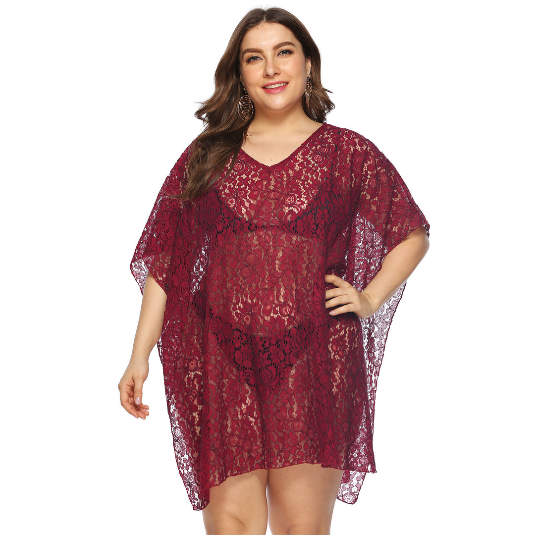 Women's casual crochet beach cover-up with floral design Mune Fashion