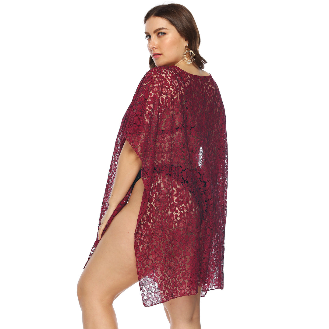 Women's casual crochet beach cover-up with floral design Mune Fashion