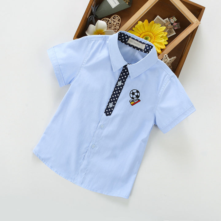 Stylish short-sleeved shirt for boys with playful application Mune Fashion