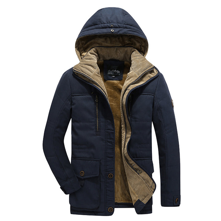 Men Water-Repellent Padded Parka with Hood Thermo Lining and Multiple Pockets Mune Fashion