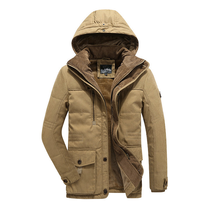 Men Water-Repellent Padded Parka with Hood Thermo Lining and Multiple Pockets Mune Fashion