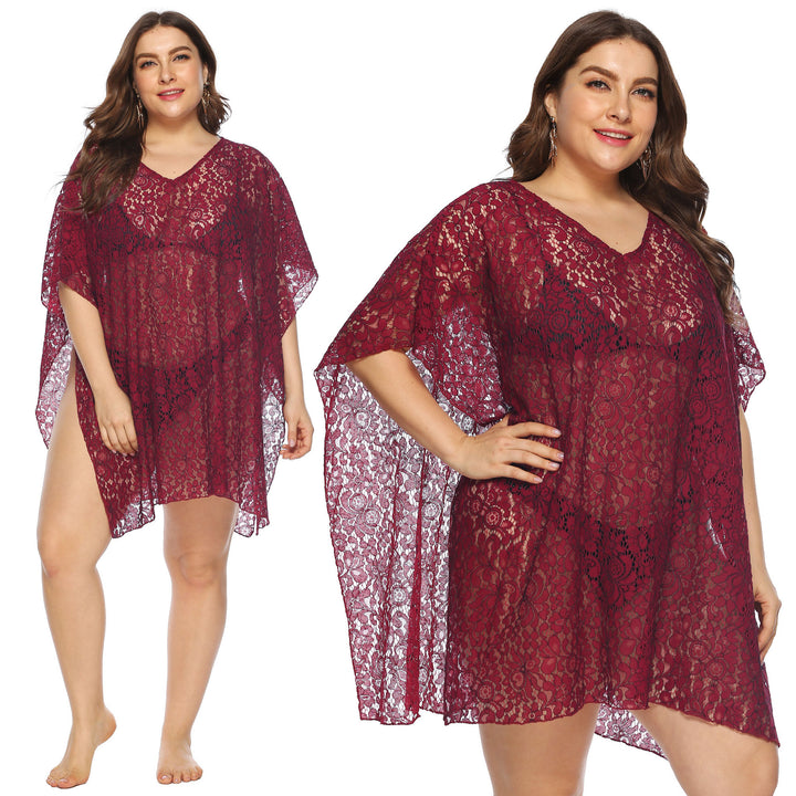 Women's casual crochet beach cover-up with floral design Mune Fashion