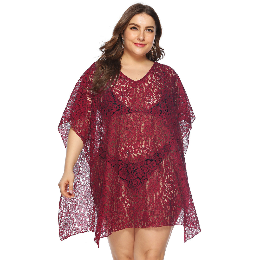 Women's casual crochet beach cover-up with floral design Mune Fashion