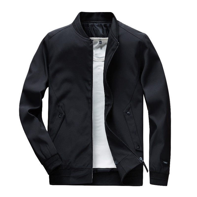 Men's Lightweight Urban Bomber Jacket with Ribbed Cuffs, Stand Collar and Snap Button Pockets Mune Fashion