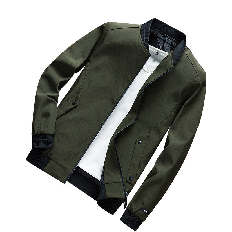 Men's Lightweight Urban Bomber Jacket with Ribbed Cuffs, Stand Collar and Snap Button Pockets Mune Fashion