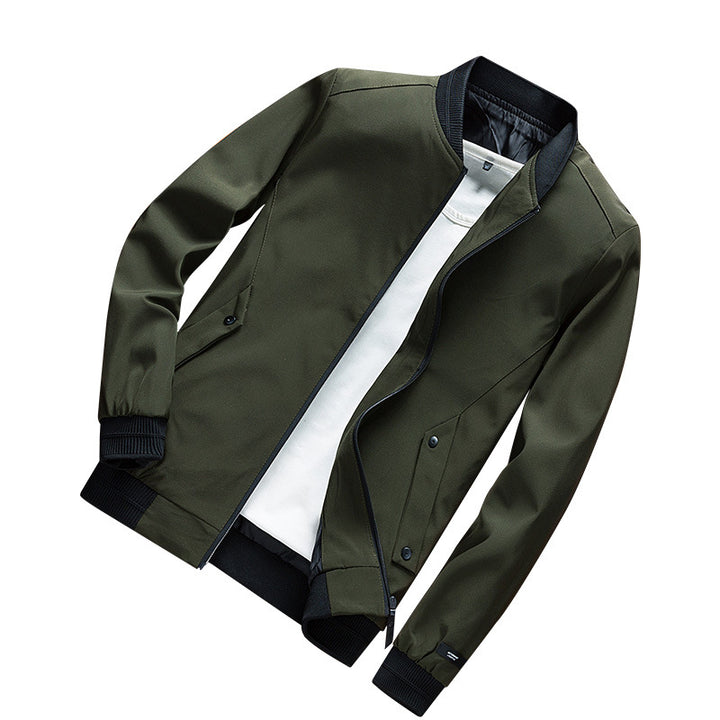 Men's Lightweight Urban Bomber Jacket with Ribbed Cuffs, Stand Collar and Snap Button Pockets Mune Fashion