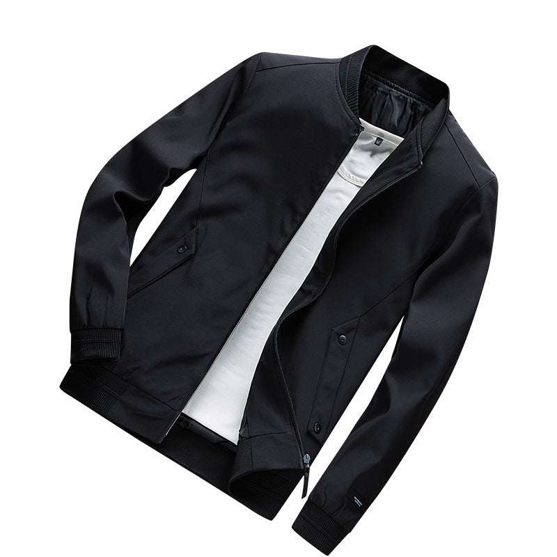 Men's Lightweight Urban Bomber Jacket with Ribbed Cuffs, Stand Collar and Snap Button Pockets Mune Fashion