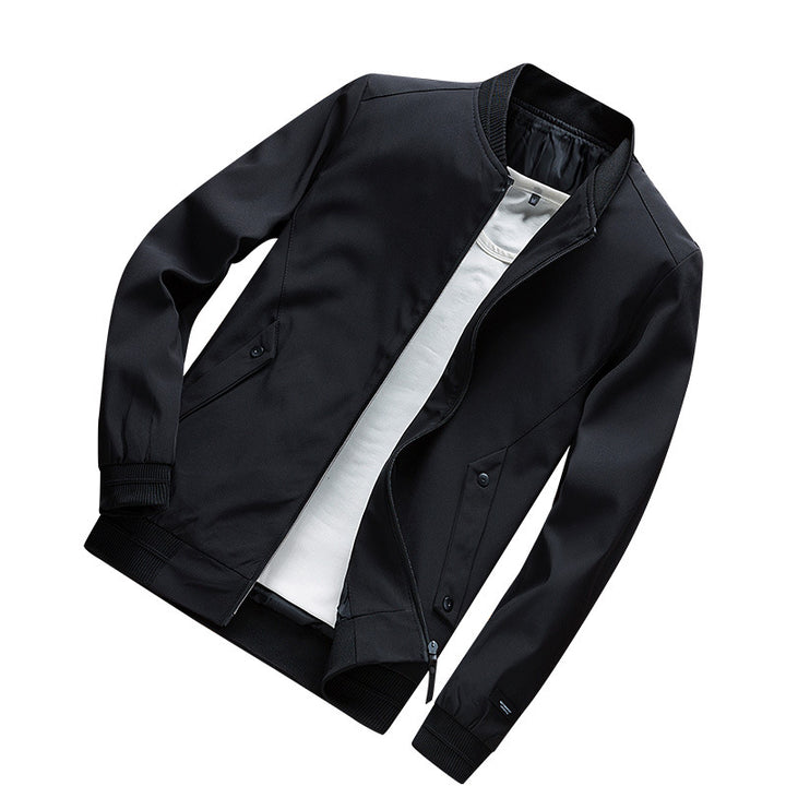 Men's Lightweight Urban Bomber Jacket with Ribbed Cuffs, Stand Collar and Snap Button Pockets Mune Fashion