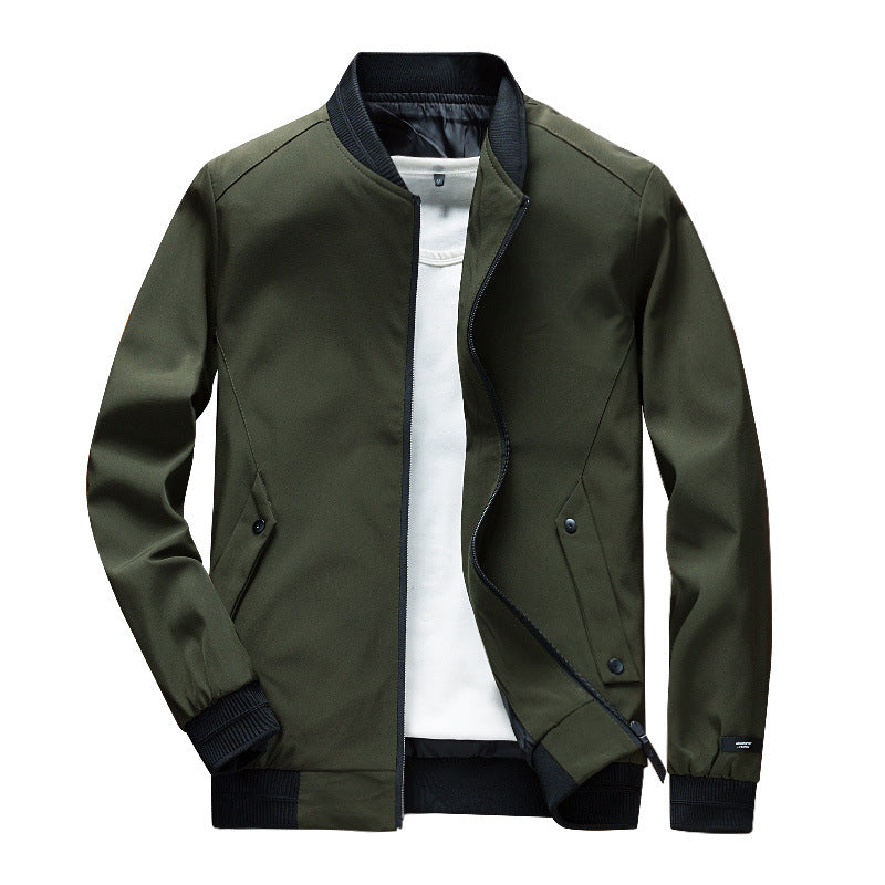 Men's Lightweight Urban Bomber Jacket with Ribbed Cuffs, Stand Collar and Snap Button Pockets Mune Fashion