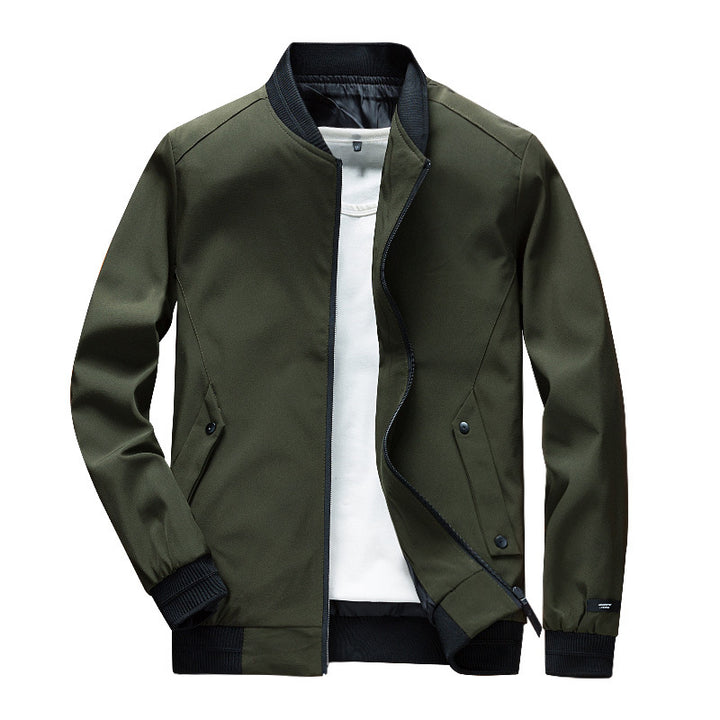 Men's Lightweight Urban Bomber Jacket with Ribbed Cuffs, Stand Collar and Snap Button Pockets Mune Fashion