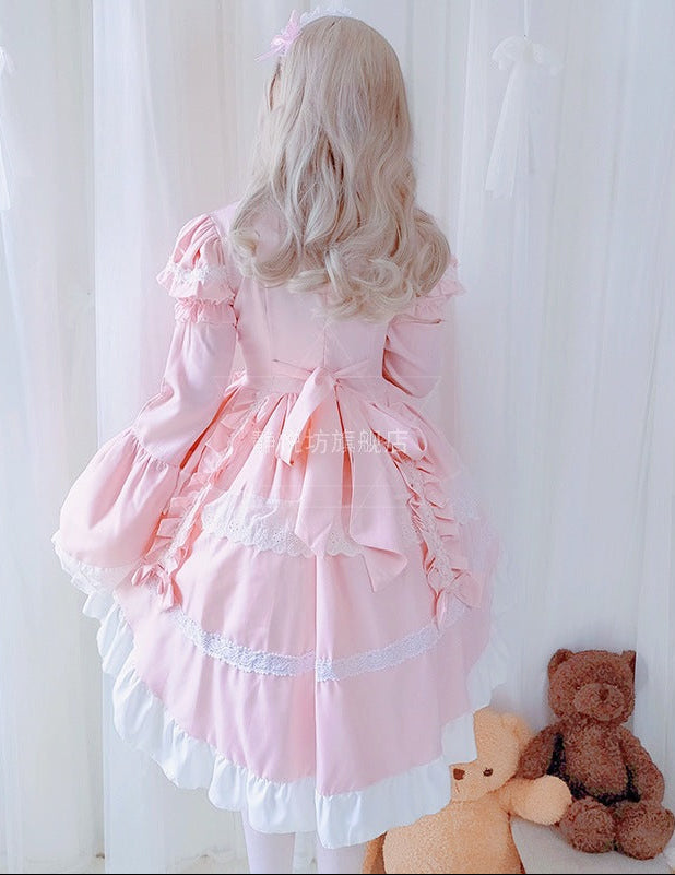 Women playful Lolita dress with elaborate lace and ruffle details Mune Fashion