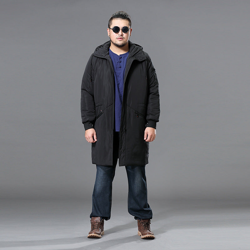 Men's Long Padded Parka with Hood and Concealed Zipper Mune Fashion