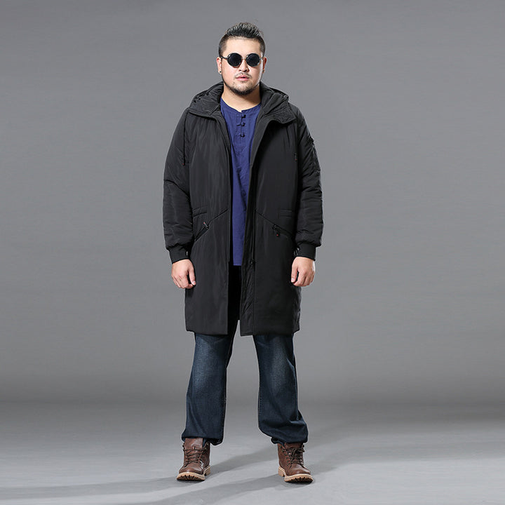 Men's Long Padded Parka with Hood and Concealed Zipper Mune Fashion