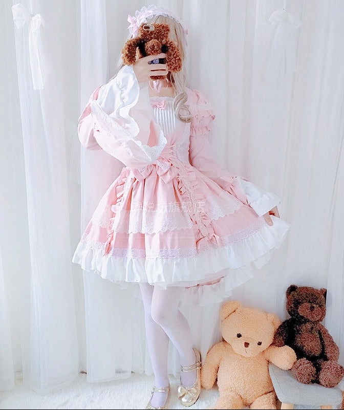 Women playful Lolita dress with elaborate lace and ruffle details Mune Fashion