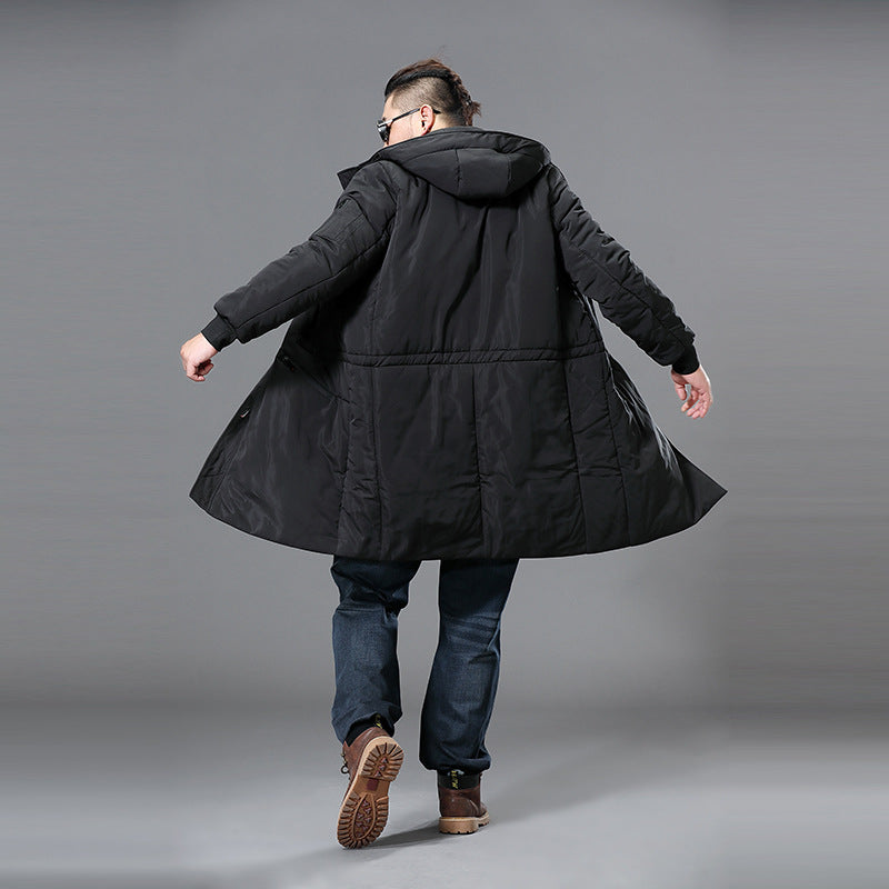 Men's Long Padded Parka with Hood and Concealed Zipper Mune Fashion