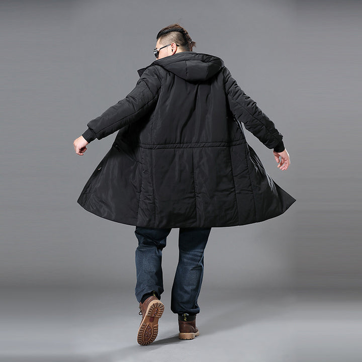 Men's Long Padded Parka with Hood and Concealed Zipper Mune Fashion