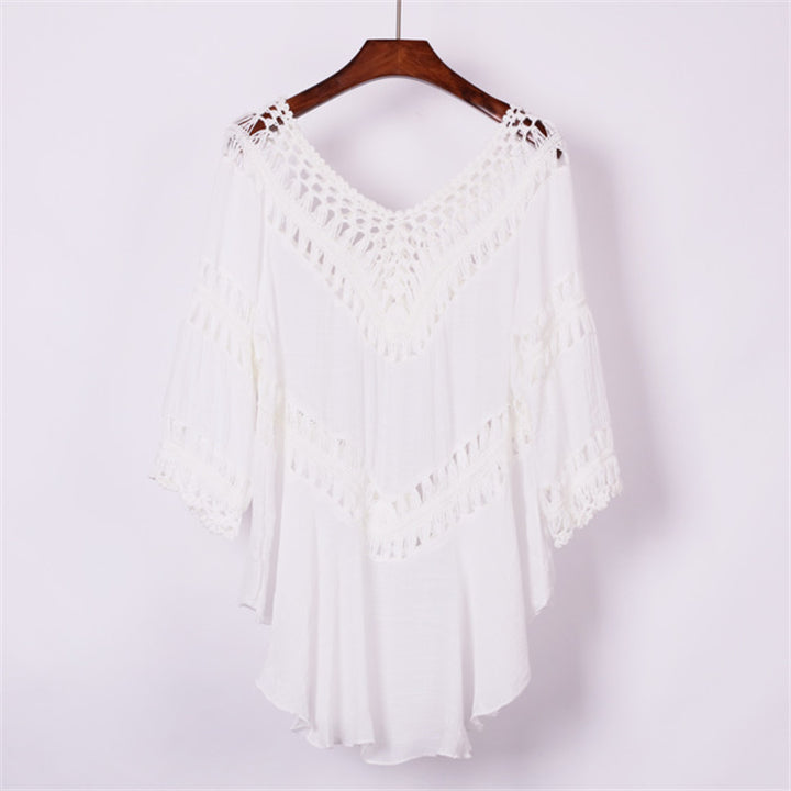 Women's Crochet Beach Cover-Up with Elegant Embellishments Mune Fashion