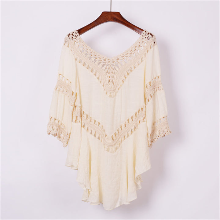 Women's Crochet Beach Cover-Up with Elegant Embellishments Mune Fashion