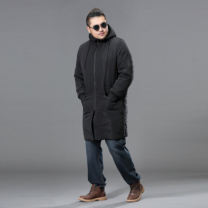 Men's Long Padded Parka with Hood and Concealed Zipper Mune Fashion