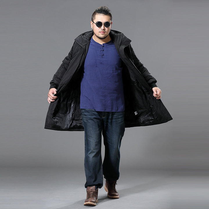 Men's Long Padded Parka with Hood and Concealed Zipper Mune Fashion